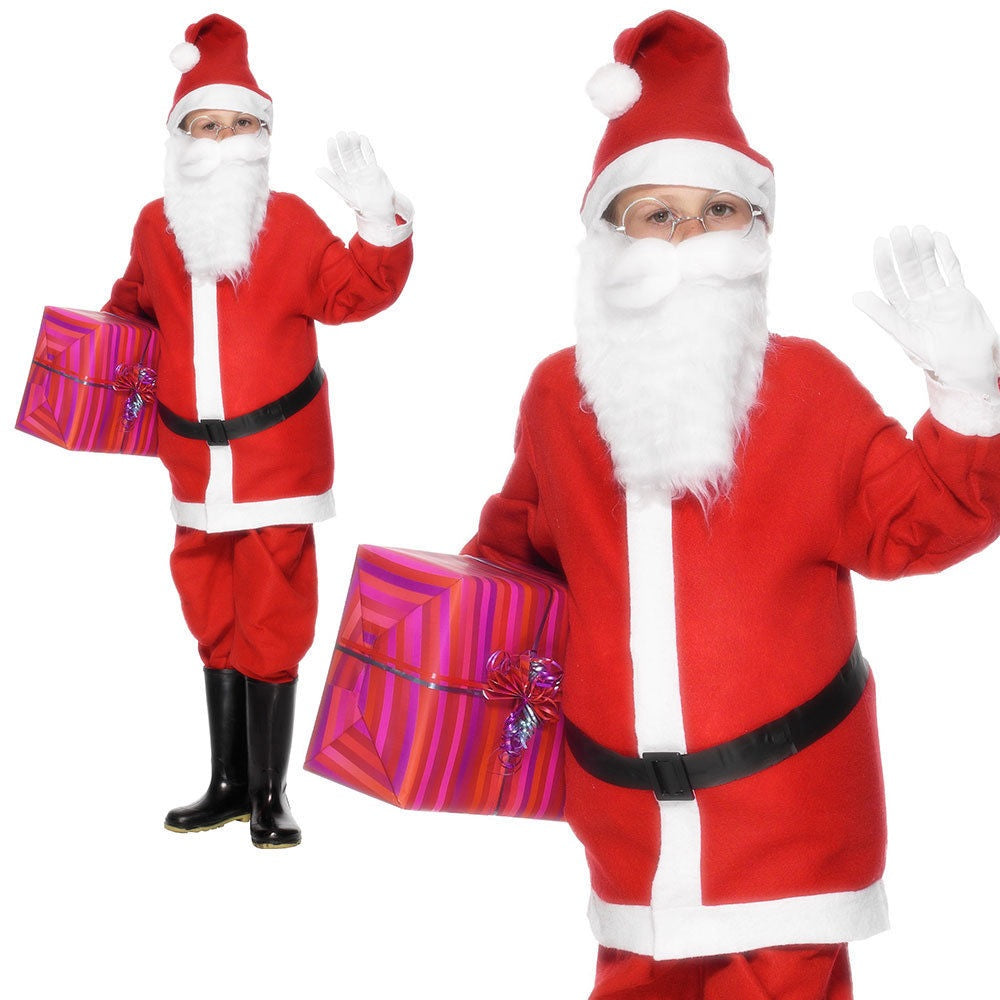 Christmas Santa Kids Boys Fancy Dress Xmas Party Costume Outfit 4-12 Years