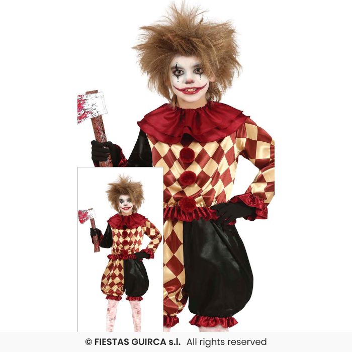 Horror Clown Boys Halloween Fancy Dress Costume Zombie Clowns Outfit Age 3-12