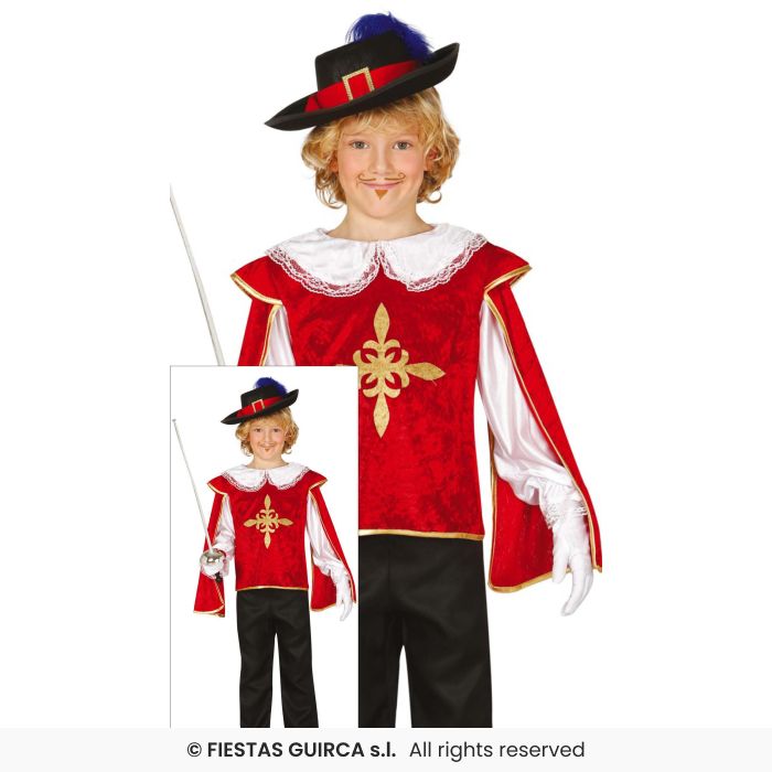 Boys Red Musketeer Costume Historical Medieval Kids Fancy Dress Outfit Age 3-13
