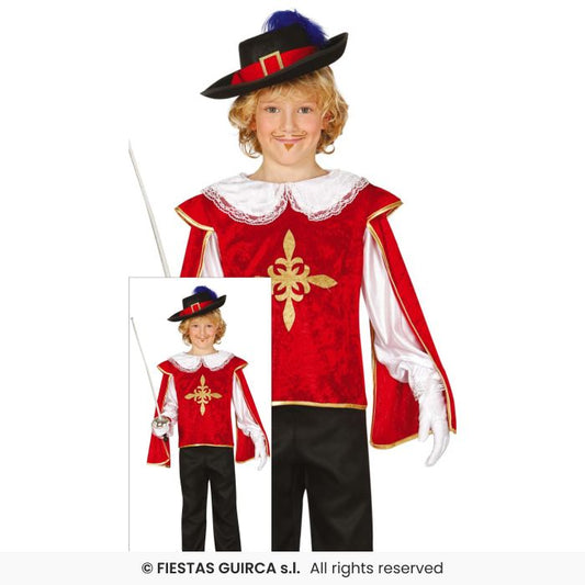 Boys Red Musketeer Costume Historical Medieval Kids Fancy Dress Outfit Age 3-13