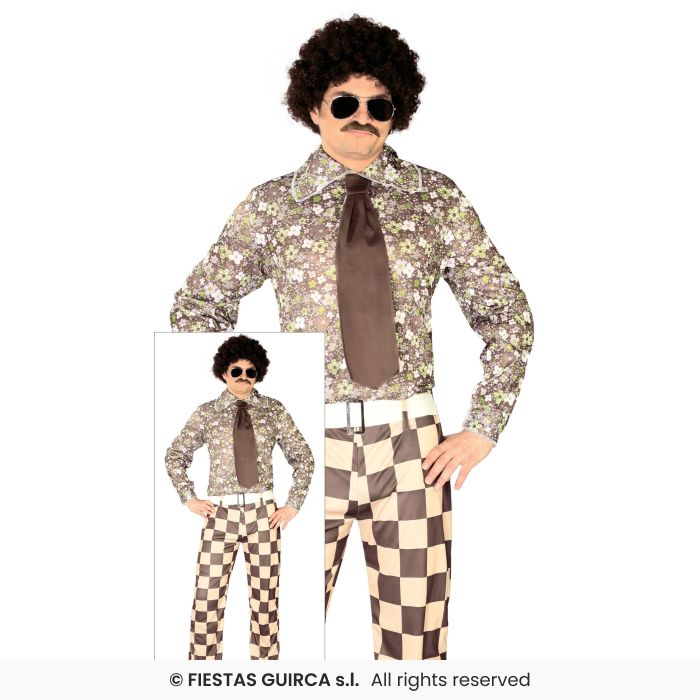 Mens 1970s Brady Costume Retro 70s Disco Fancy Dress Outfit Adults M-XL