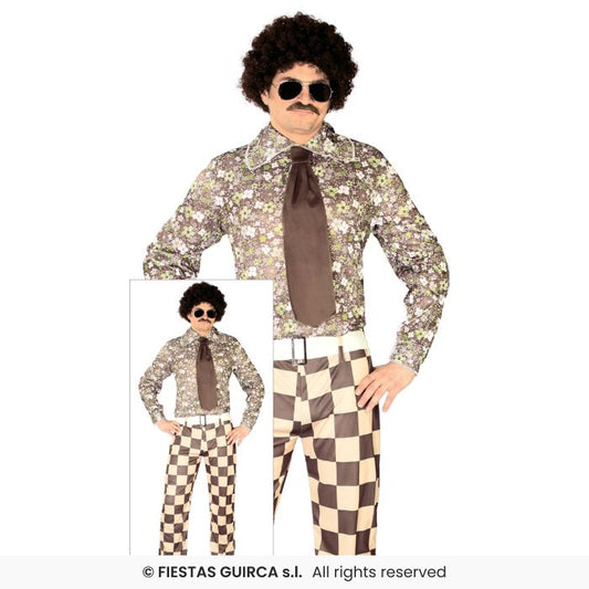 Mens 1970s Brady Costume Retro 70s Disco Fancy Dress Outfit Adults M-XL