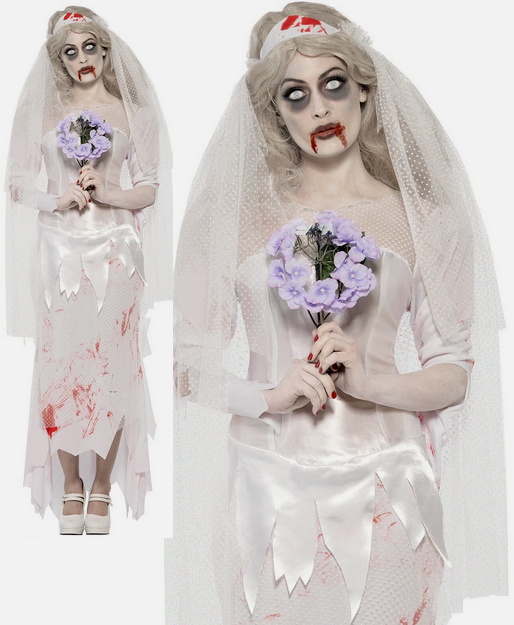 Adult Zombie Corpse Bride Costume Til Death Do Us Part Halloween Fancy Dress