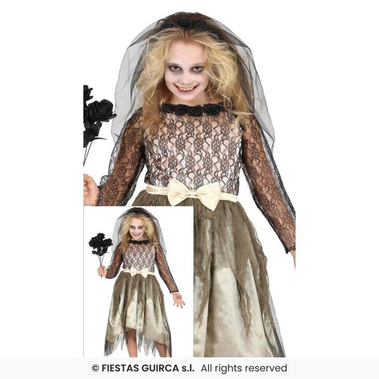 Girls Ghost Gothic Bride Girls Halloween Fancy Dress Costume Kids Aged 3-12