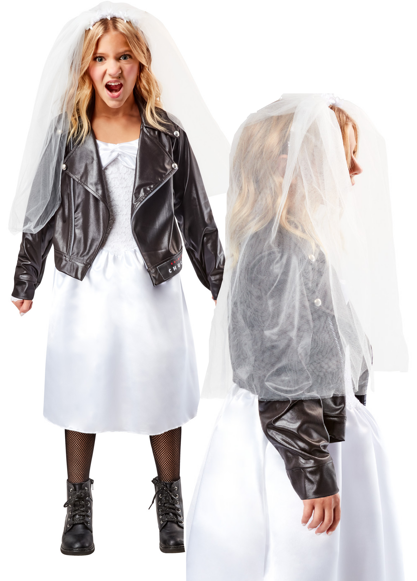 Bride Of Chucky Tiffany Girls Halloween Official Fancy Dress Costume Childs Play