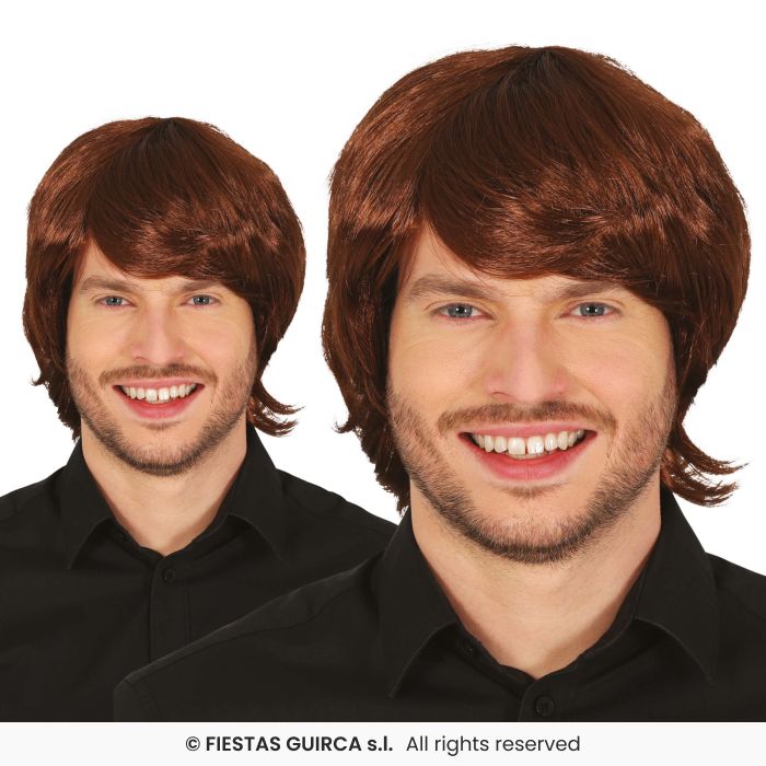 Brown Long Wig Adults Fancy Dress Wig Mens Shag 70s Disco