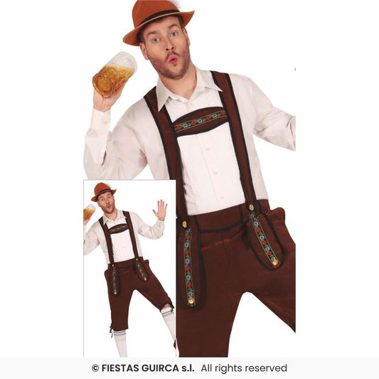 Dark Brown Brown Deluxe Mens Lederhosen Fancy Dress Costume Beer Man Oktoberfest