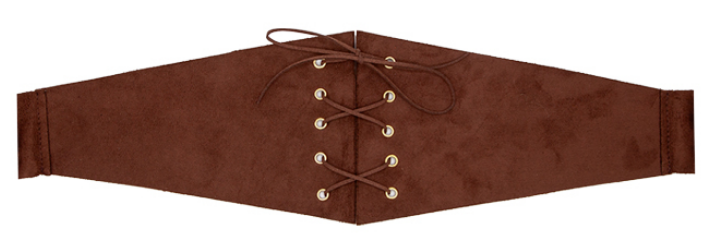 Corset Belt Faux Suede Brown Steam Punk Fancy Dress Prop Ladies