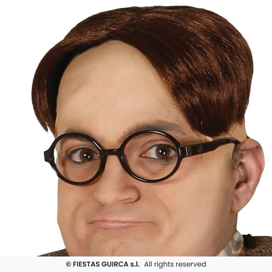 Brown Bisone Wig Mens Funny Fancy Dress Wig Adults Bowl Cut Wig