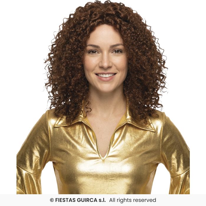 Brown Or Black Curly Wig Tight Curl Ladies Fancy Dress Accessory Adults