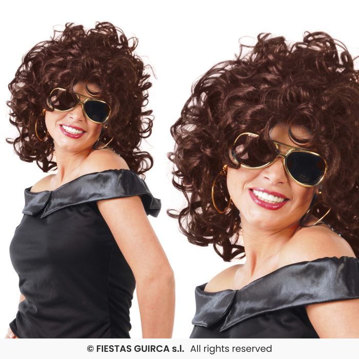 Curly Brown Wig Ladies Fancy Dress Wig Adults 50s Accessory