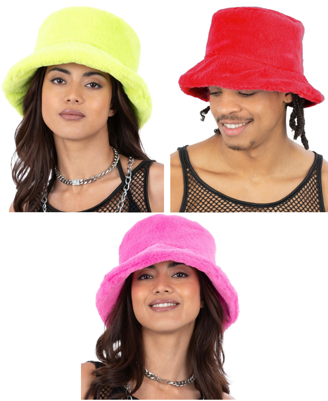 Fur Bucket Hat Furry Adults Retro 90s Bucket Hat Raver Rapper Rap