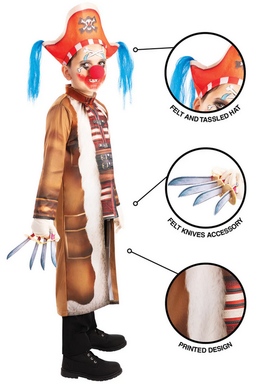 Buggy The Clown Costume Kids TV Series Fancy Dress Halloween Outfit Age 7-13