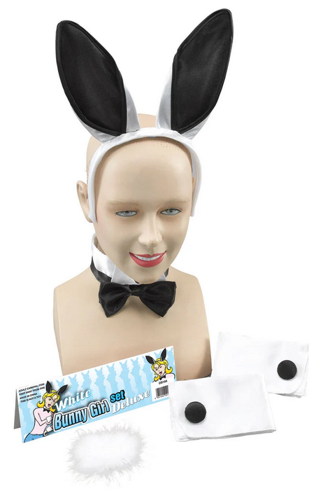 Bunny Girl Set White And Black Adults Bunny Rabbit Fancy Dress Costume Kit