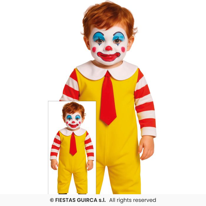 Mcdonald Clown Yellow Clowns Jumpsuit Toddler Halloween Fancy Dress Age 1-3
