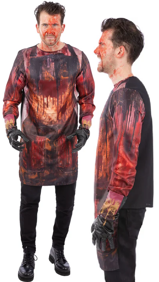 Massacre Man Kit Halloween Fancy Dress Kit Bloody Apron + Gloves Unisex