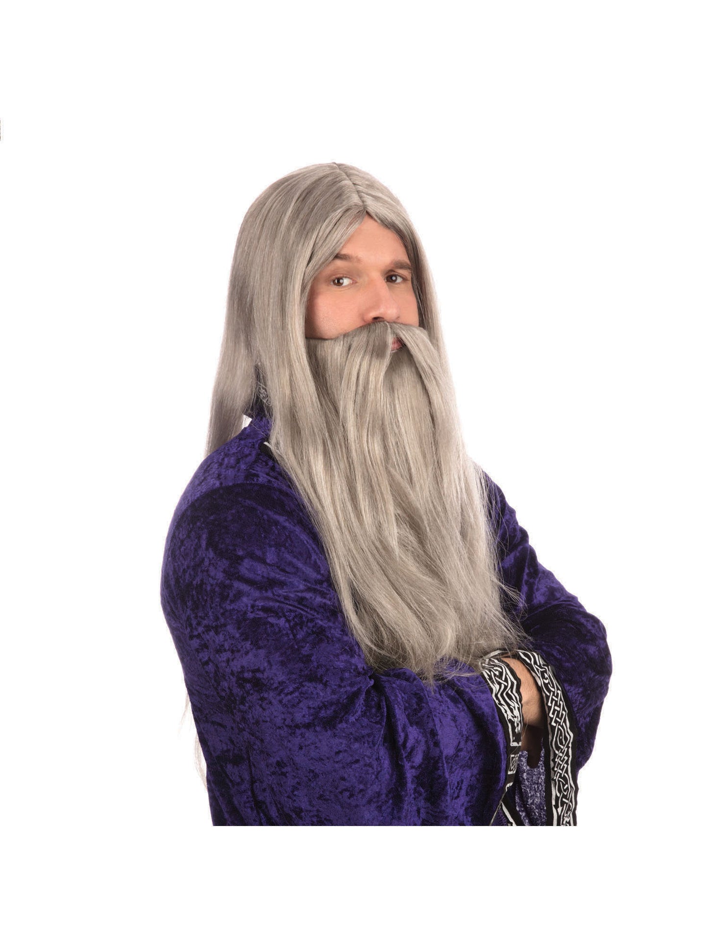 Wizard Wig & Beard Long Grey (Bagged)