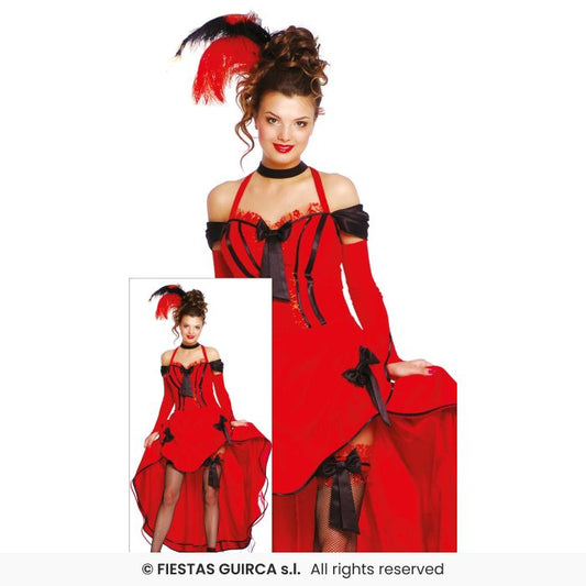 Deluxe Red Sexy Burlesque Ladies Fancy Dress Costume Can Can Adults Dancer UK 8-18
