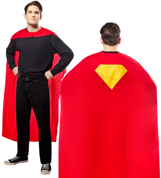 Superman Cape Adults Official Superhero Marvel Fancy Dress Red Cape Mens Ladies