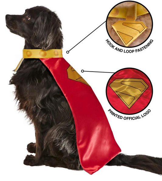Krypto Pet Cape and Collar Superhero Dog Cat Fancy Dress Costume S-XL