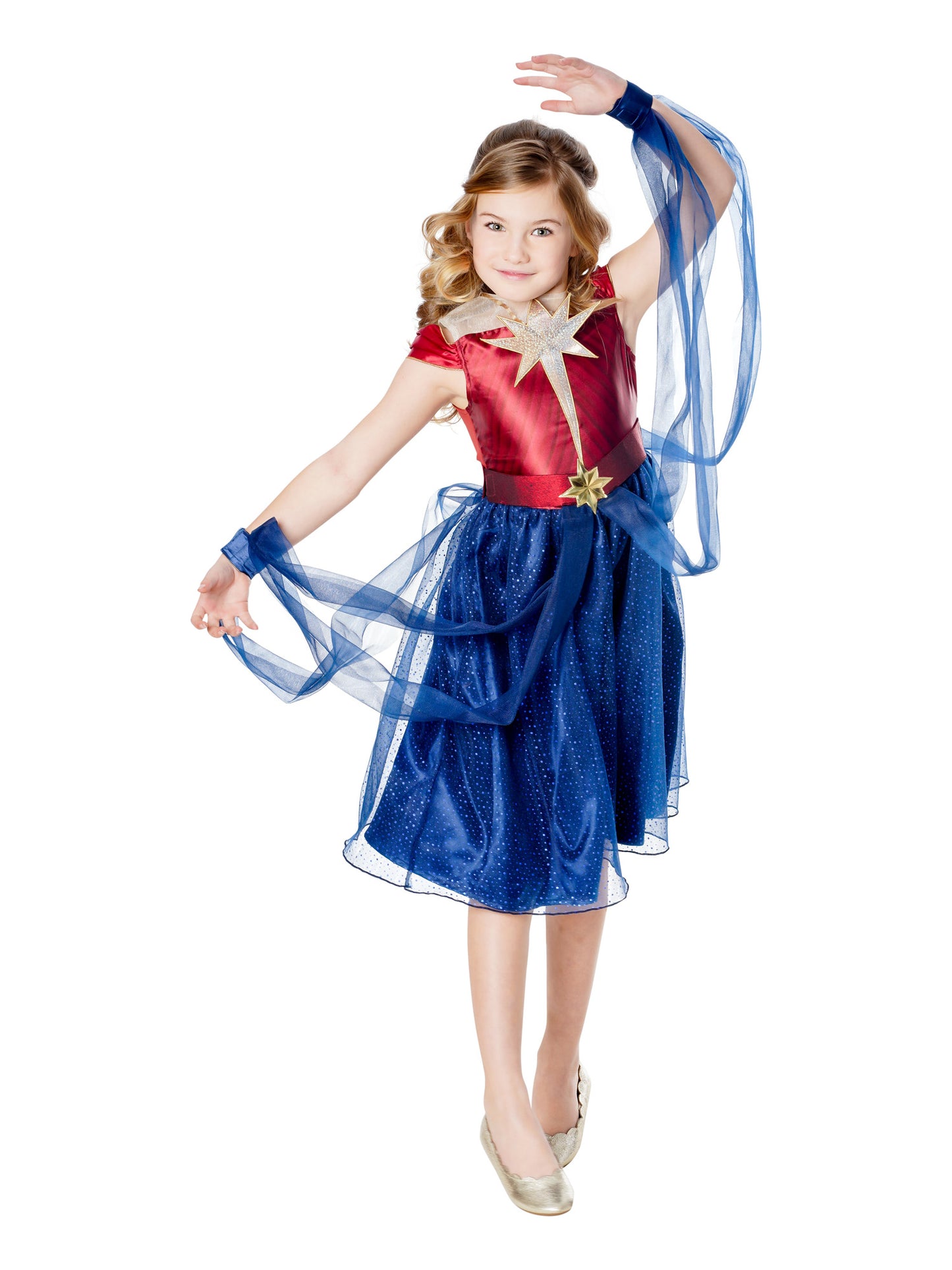 Captain Marvel Girls Dress Licensed Fancy Dress Costume Kids Book Day Outfit