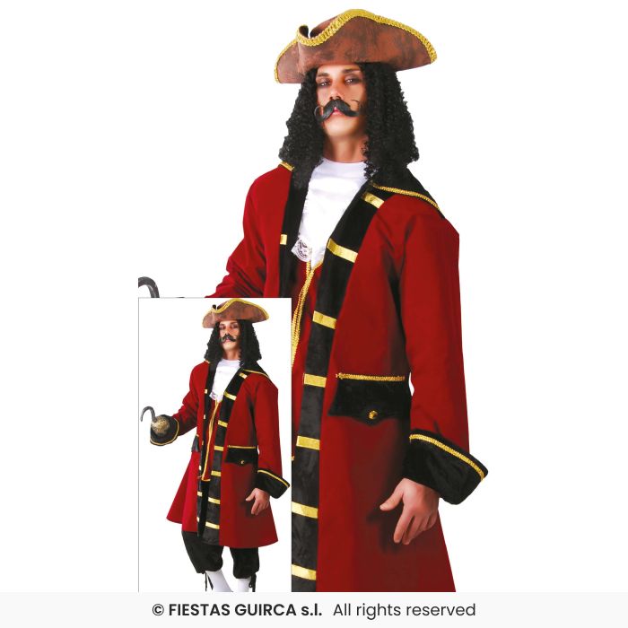Captain Pirate Mens Fancy Dress Costume Adults Pirates Outfit S-XXL
