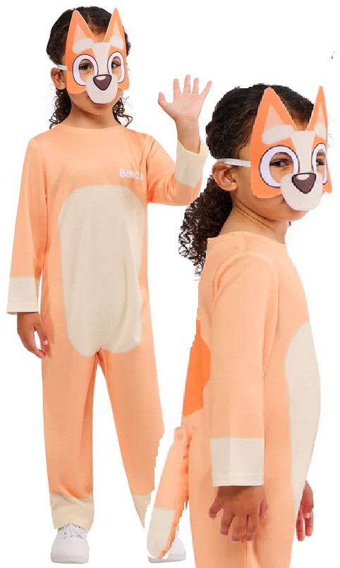 Bluey Bingo Costume Toddlers Fancy Dress Outfit Dog Official Book Day Kids Age 2-6