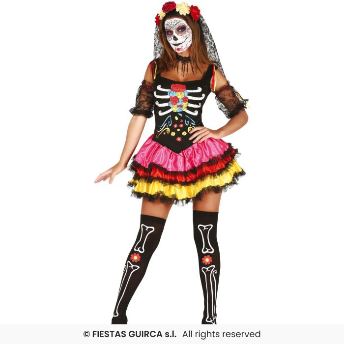 Day Of The Dead Ladies Spanish Mexican Senorita Fancy Dress Costume Sexy
