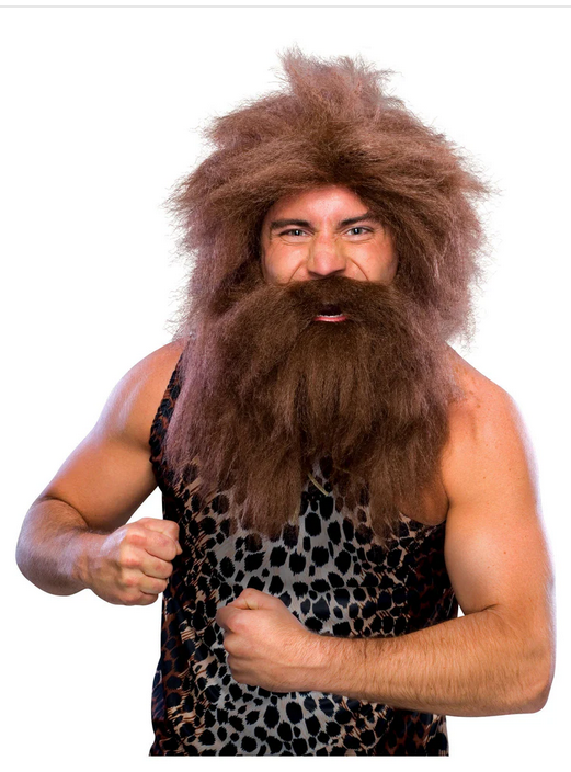 Pre-Historic Braid With Wig Mens Caveman Wig Fancy Dress Accessory Brown