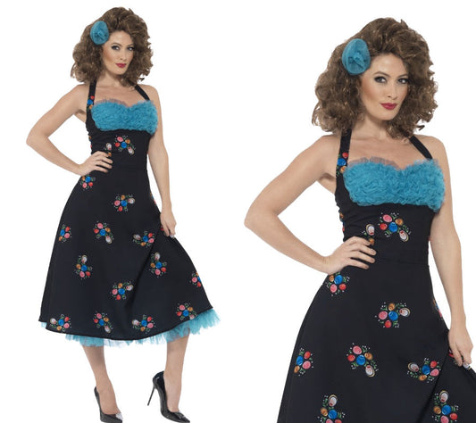Womens Grease Costume Ladies Cha Cha Digregorio Costume 1950s Fancy Dress