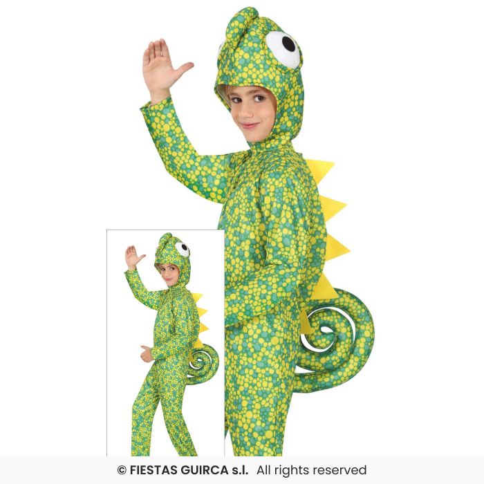 Chameleon Lizard Costume Book Day Animal Fancy Dress Outfit Boys Girls Age 3-12