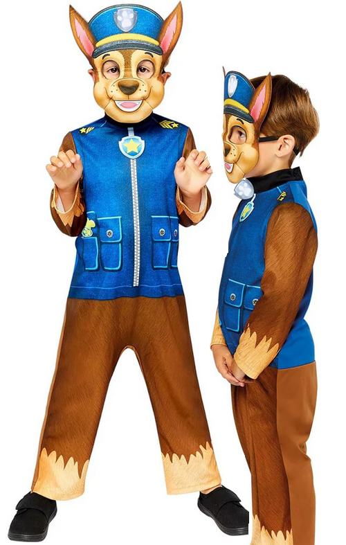 Paw Patrol Chase Costume Toddlers Kids Official Fancy Dress Outfit Age 4-6