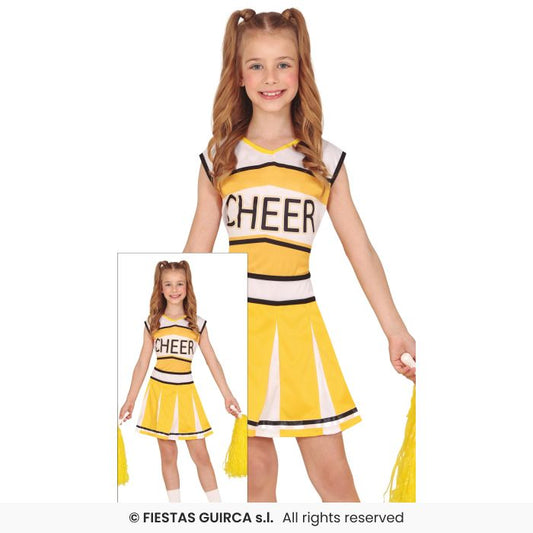 Yellow Cheerleader Girls Fancy Dress Costume Cheerleading Age 3-12