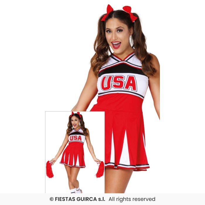Cheerleader Ladies American High School Fancy Dress Costume Adults UK 8-18