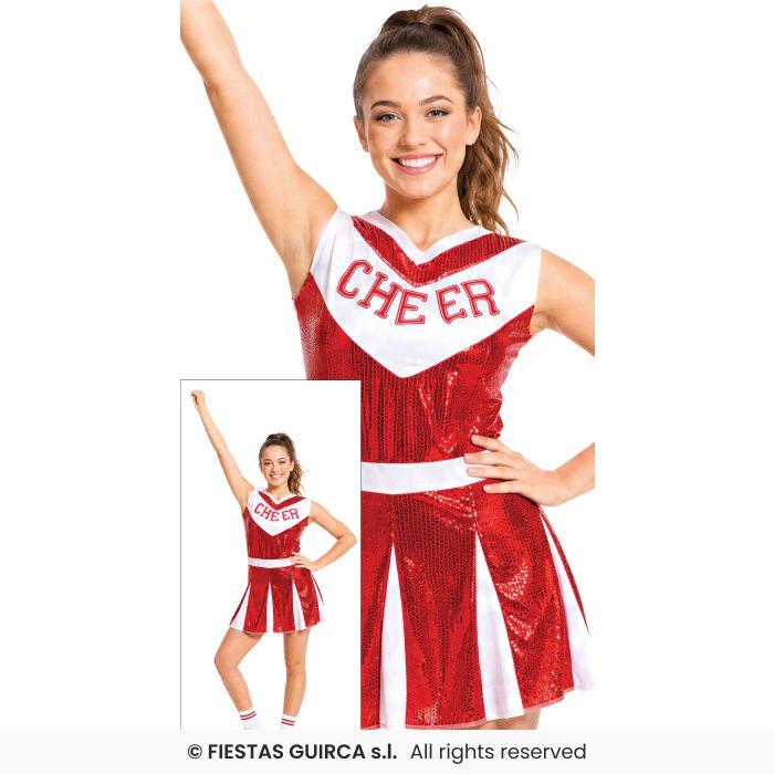 Sequin Cheerleader Ladies Sexy Fancy Dress Costume UK 8-16