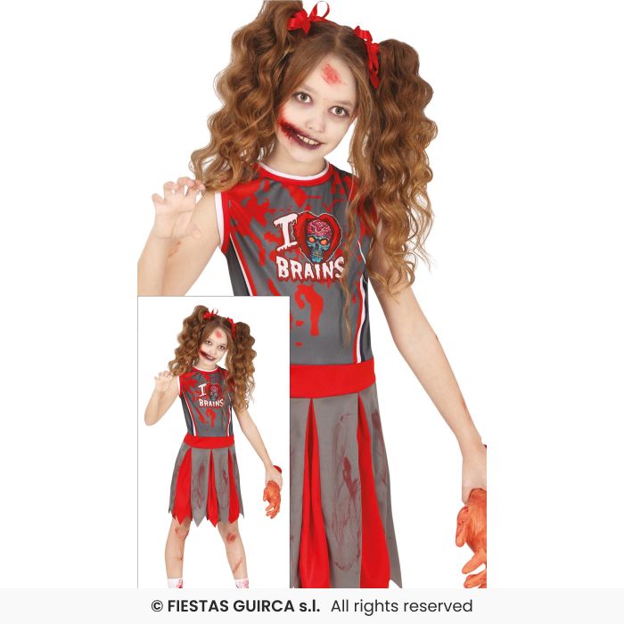 Zombie Cheerleader High School Sports American Football Fancy Dress Kids Age 3-12