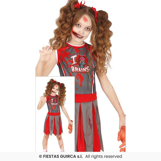 Zombie Cheerleader High School Sports American Football Fancy Dress Kids Age 3-12