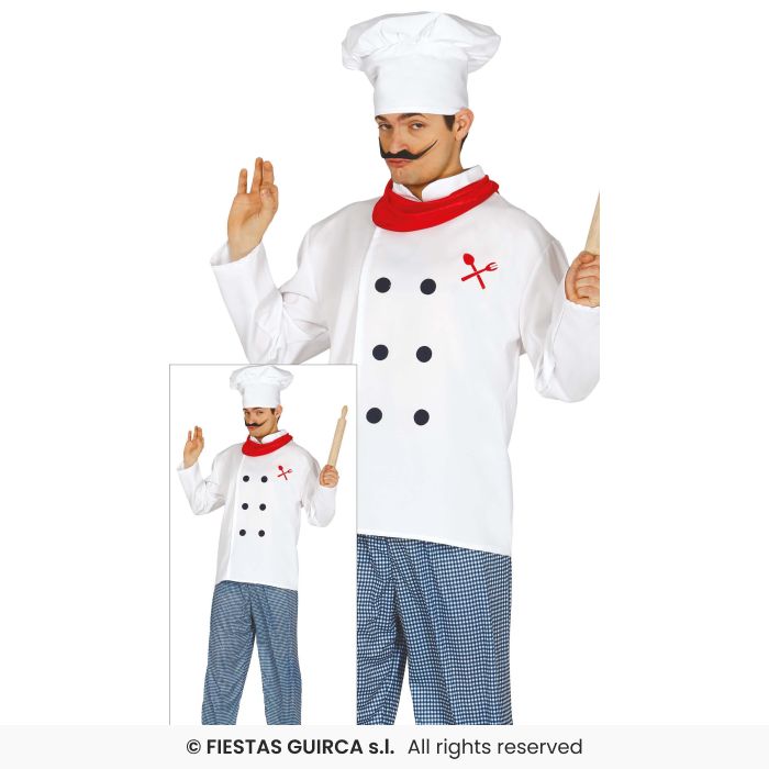 Deluxe Mens Chef Costume Adults Cooking Fancy Dress Outfit Occupations M-XL