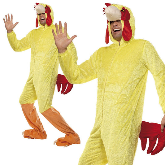 Adult Chicken Costume Farm Easter Animal Jumpsuit Outfit Stag Party Fancy Dress