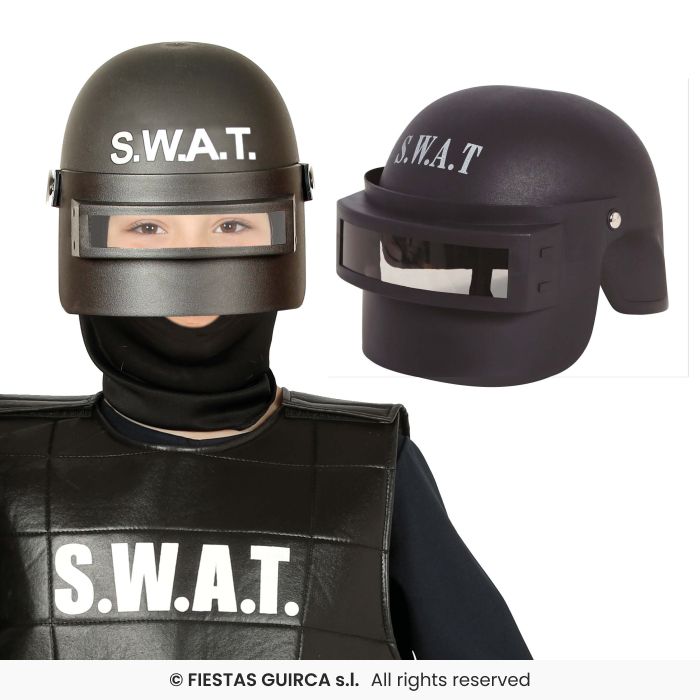 Swat Helmet Riot Police Kids Deluxe Hard Helmet Police Officer Fancy Dress