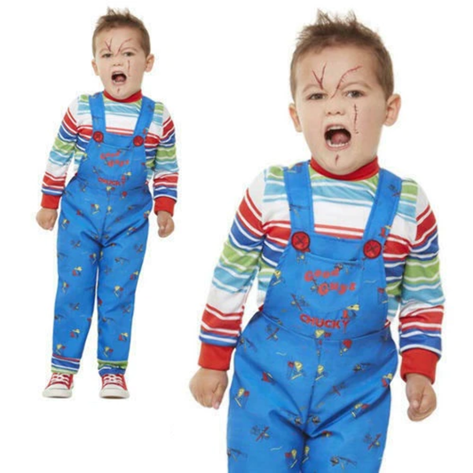 Chucky Toddler Licensed Costume Halloween Kids Serial Killer Fancy Dress Outfit