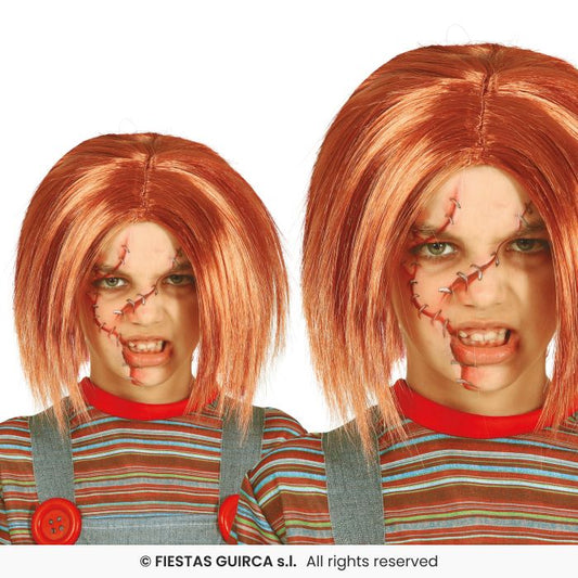 Kids Killer Doll Wig Orange Auburn Childs Halloween Fancy Dress Wig