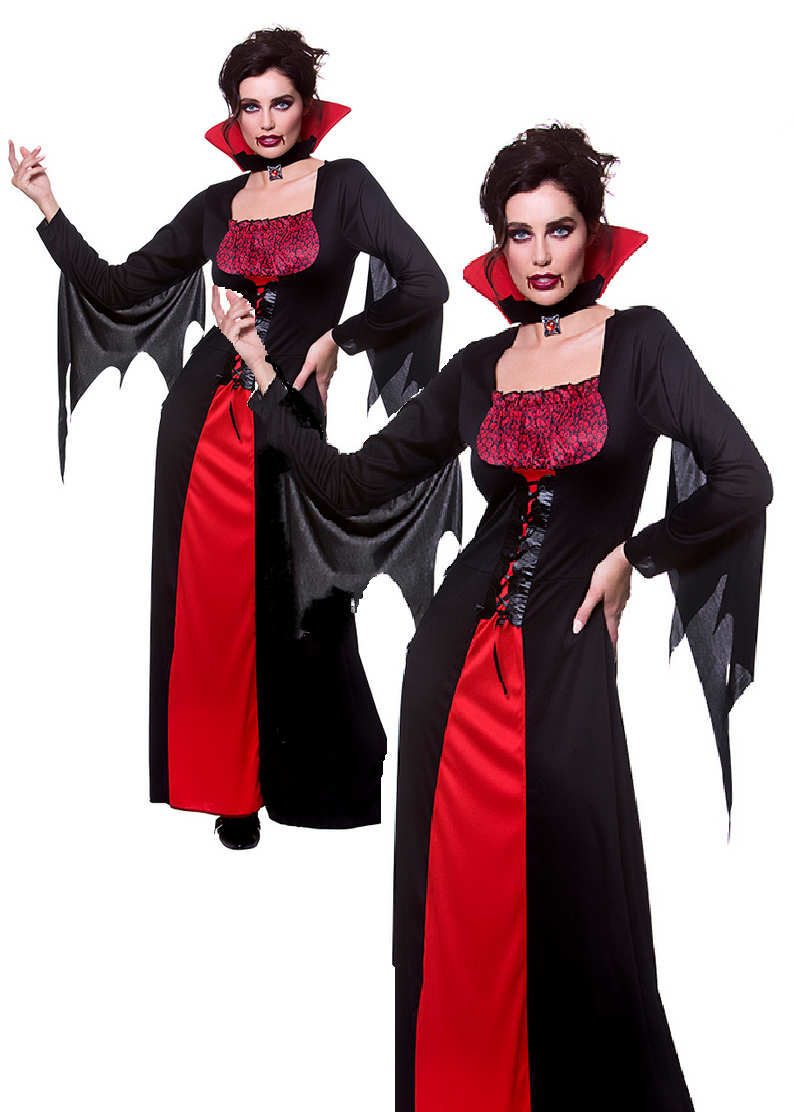 Vampiress Ladies Halloween Fancy Dress Womens Adults Vampire Costume O ...