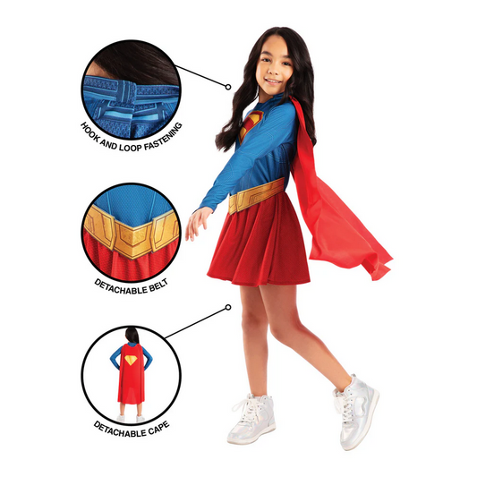 Supergirl Fancy Dress Costume DC Comics Superhero Girls Outfit Age 5-10