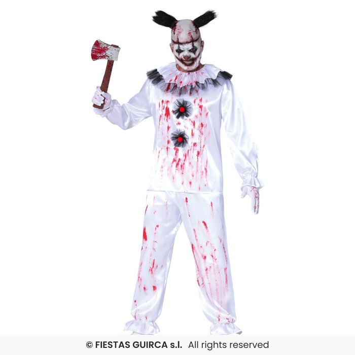 Mens Ghost Clown Adults White Halloween Zombie Clown Fancy Dress Costume