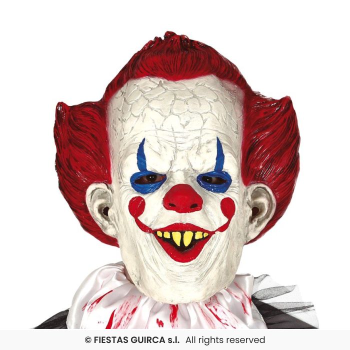 Deluxe Clown Mask Adults Latex Synister Clown Fancy Dress Halloween Mask & Hair