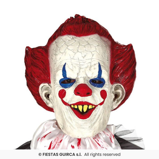Deluxe Clown Mask Adults Latex Synister Clown Fancy Dress Halloween Mask & Hair