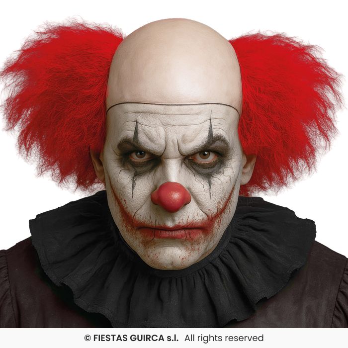 Red Clown Wig With Bald Cap Adults Scary Clown Fancy Dress Halloween Prop