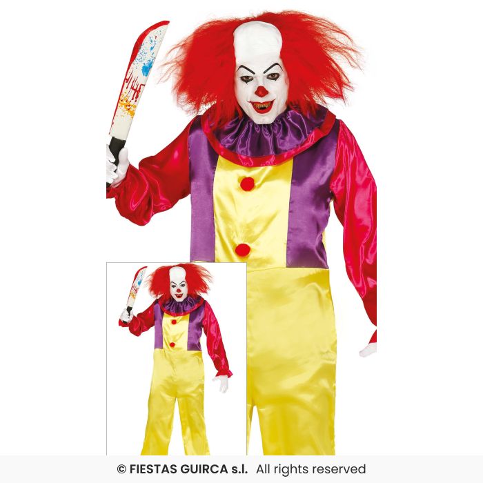 Mens Multi Coloured Clown Halloween Adults Horror Clowns Fancy Dress Costume
