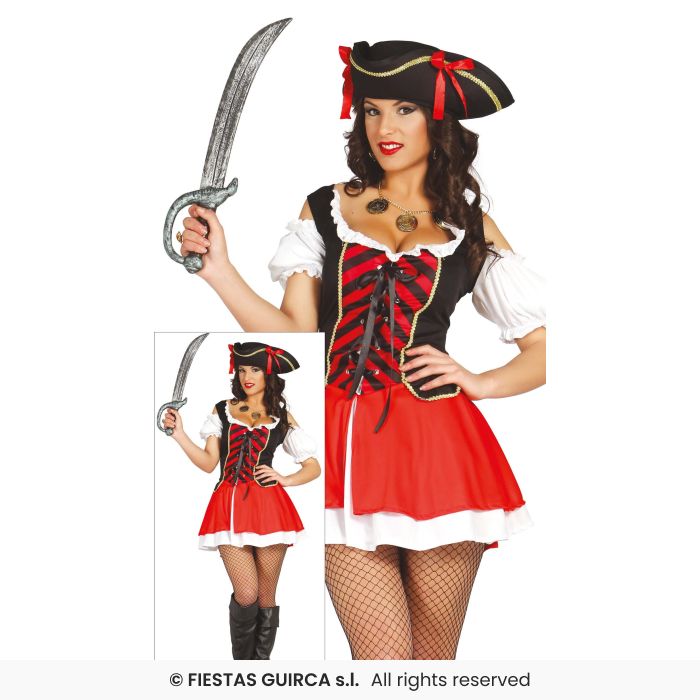 Woman Corsair Costume Ladies Sexy Pirate Pirates Fancy Dress Outfit UK 8-18